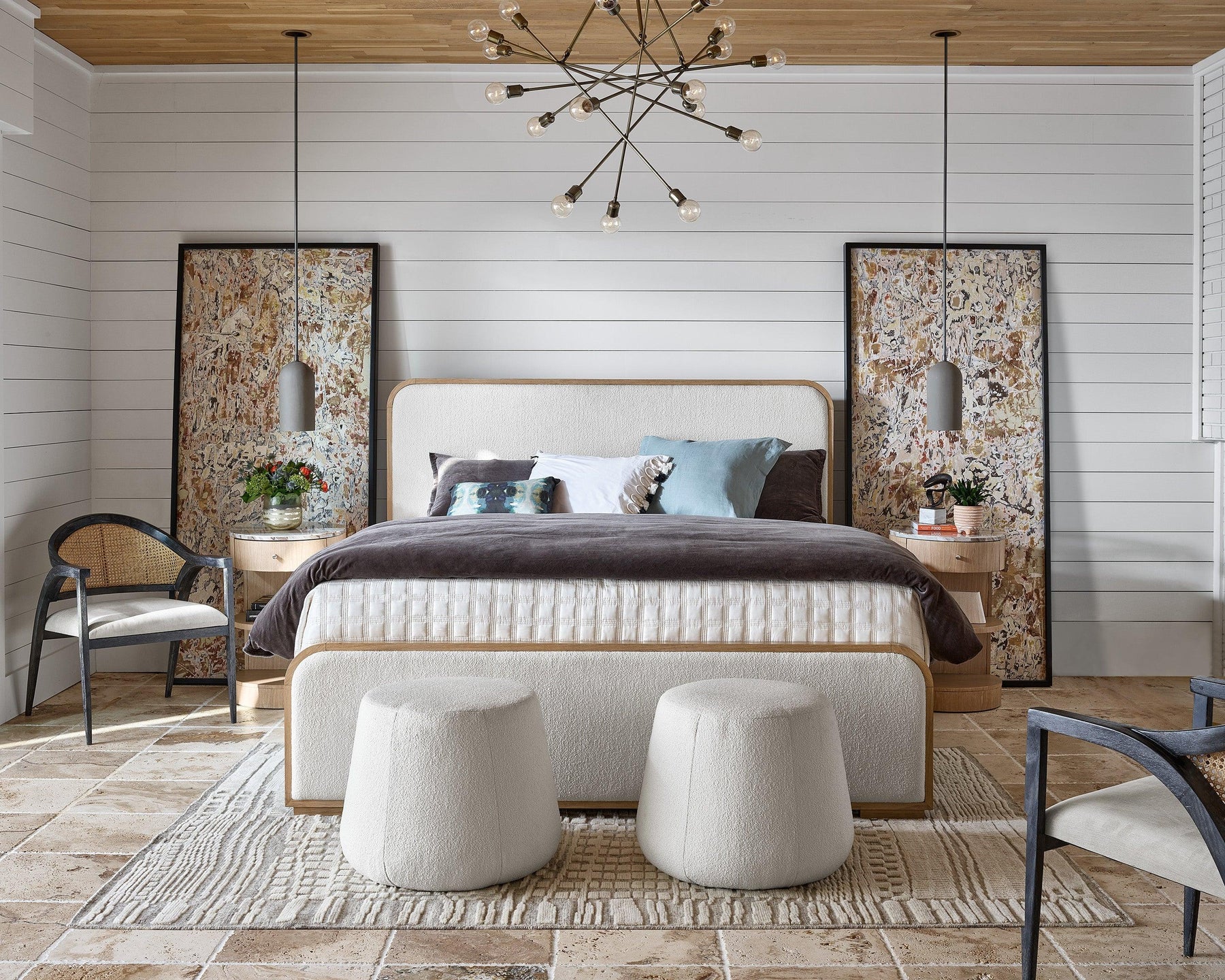 Modern Nomad Upholstered Panel Bed